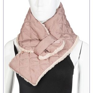 Dusty Pink Nylon / Sherpa crossover Scarf